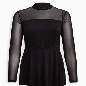 Torrid - High-Neck Corset Top - Ponte & Mesh Black Size 2